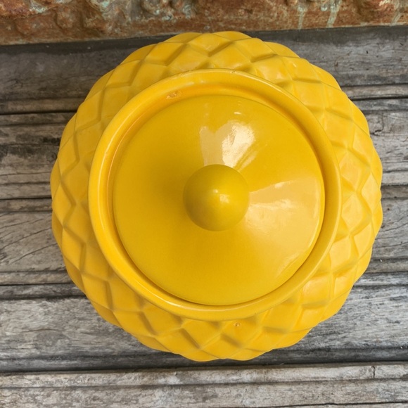 Bright Yellow Ceramic Jar with Lid - Picture 2 of 9
